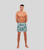 South Beach Teal Tropical Drawstring Swim Shorts